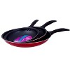 Lexi Home 3-Piece Non-Stick Aluminum Frying Pan Set - Black, Red - 2 of 4