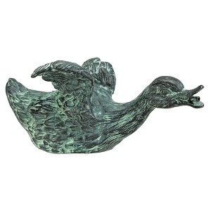 Design Toscano Lindell Pond Bronze Ducks Spitting Garden Statue: Sliding Duck - 1 of 4
