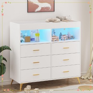 Changing Table Dresser with Drawers, Baby Dresser with Changing Table Top, Power Outlet - 1 of 4