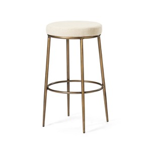 Maven Lane Stella Backless Fabric Bar Stool, Antique Brass/Beige - 1 of 4