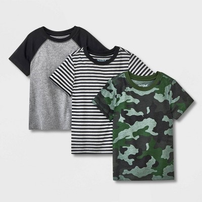 Toddler Boys' 3pk Camoflauge Short Sleeve Shirt - Cat & Jack™ Gray/Black 12M
