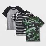 Toddler Boys' 3pk Camoflauge Short Sleeve Shirt - Cat & Jack™ Gray/Black