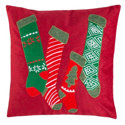 Jovie Pillow - Green/Red - 18" X 18" - Safavieh