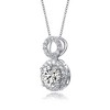 White gold plated necklace with cubic zirconia solitaire and double halo drop pendant featuring a stunning sprakling design - 3 of 3