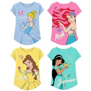 Disney Disney Princess Girls T-Shirt (Sets) Jasmine Ariel Tiana Snow White Belle Rapunzel Cinderella Mulan Aurora Moana Clothes - 1 of 4