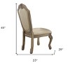 HomeRoots Set of Two Antiqued White Upholstered Faux Leather Dining Side Chairs - 3 of 4