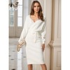 Seta T Women's Deep V Neck Wrap Batwing Sleeve Belted Bodycon Midi Sweater Dress - 2 of 4
