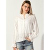 Allegra K Women's Boho Hollow-Out Ruffled Stand Collar Eyelet Puff Sleeve Button-Up Shirt - 4 of 4