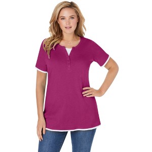 Woman Within Women's Plus Size Layered-Look Tee - 1 of 4