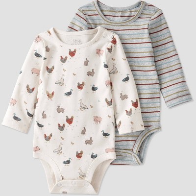 Image of Baby 2pk Farm Friends Bodysuit - little planet by carter's Gray/Off-White 3M