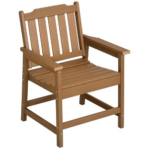 All-Weather Patio Chair, HDPE Patio Dining Chair, Heavy Duty Wood-Like Outdoor Furniture for Garden, Deck, Porch, Lawn - 1 of 4
