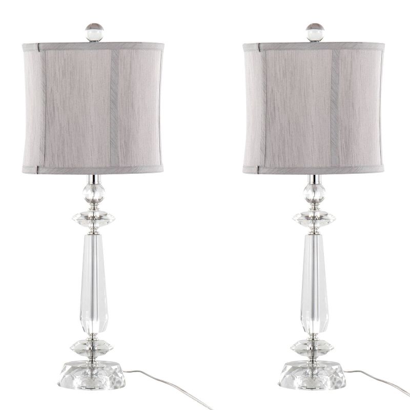 LumiSource (Set of 2) Karat 25.5&#34; Contemporary Crystal Table Lamps with Gray Softback Shade from Grandview Gallery, 1 of 8