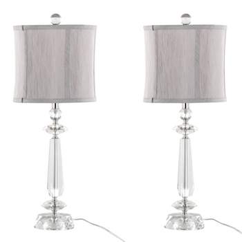 LumiSource (Set of 2) Karat 25.5" Contemporary Crystal Table Lamps with Gray Softback Shade from Grandview Gallery