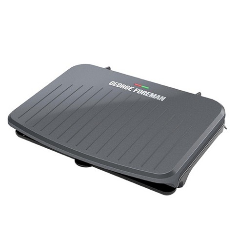 George Foreman 4-Serving Removable Plate Electric Grill and Panini Press,  George Tough Non-Stick Coating, Drip Tray Catches Grease, Black