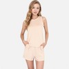 Anna-Kaci Women's Sleeveless Ribbed Lounge Set with Elastic Waist Shorts and Relaxed Fit - 2 of 4