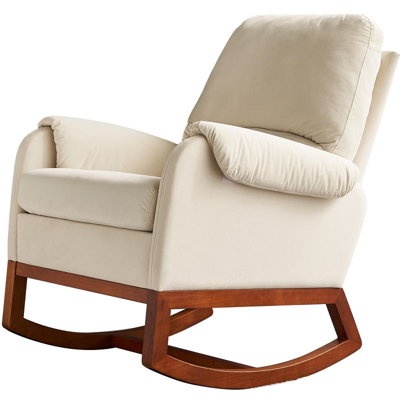 Modern Comfortable Velvet Rocking Chair, Beige - ModernLuxe, 3 of 8