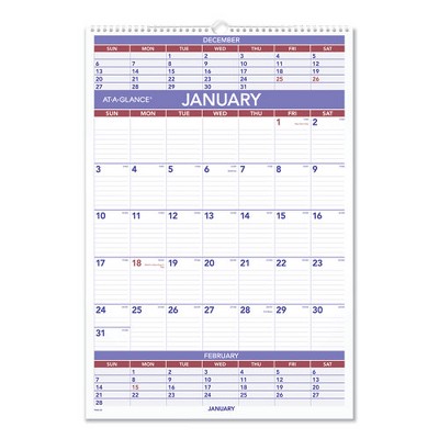 Three-Month Wall Calendar, 15.5 x 22.75, White Sheets, 12-Month (Jan to Dec): 2025