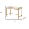 HomeRoots 42" White and Gold Mirrored Writing Desk - 3 of 4