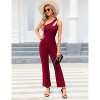 WhizMax Women 2024 Summer Jumpsuit One Shoulder Hollow Out Stretch Wide Leg Jumpsuit Cutout Sleeveless Romper Outfits for Vacation - 3 of 4