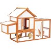 Acekool Outdoor Chicken Coop Wooden Hen House with Run, Nesting Box, 5 Access Doors, UV Roof, Wire Fence, Removable Tray, 37" - 2 of 4