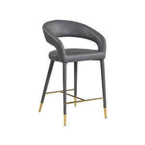 Meridian Furniture,Destiny Grey Vegan Leather Stool - 1 of 4