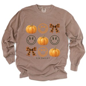 Simply Sage Market S.W.Smiley Pumpkin Coquette Chart Garment Dyed Long Sleeve - 1 of 4