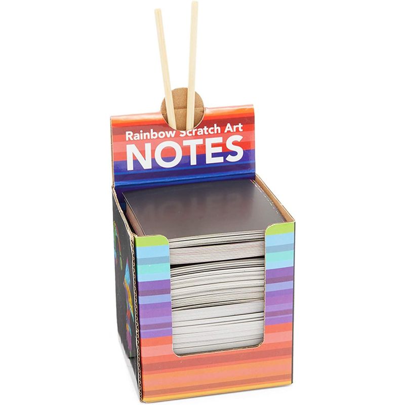 Bright Creations 300 Pack Rainbow Art Scratch Off Desk Notes with 2 Wood Styluses Sticks, Arts & Crafts Gift Activity, 3.5 in, 3 of 7
