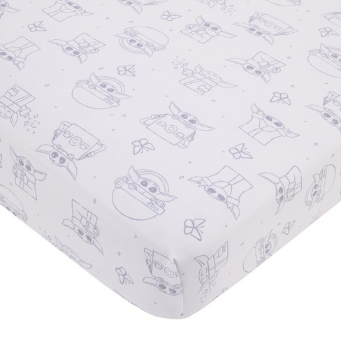 NoJo Star Wars Grogu Cutest in the Galaxy Cream and White Nursery Fitted Crib Sheet - image 1 of 3