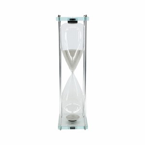 Modern Glass and Metal Hourglass with Decorative Frame for Living Room, Office, and Shelves Display - 1 of 4