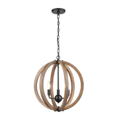Elk Home Barrow 3 - Light Chandelier in  Birchwood/Matte Black