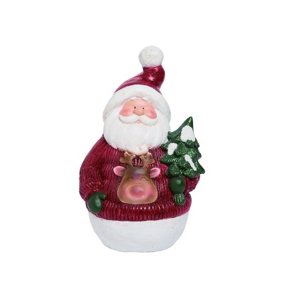 Transpac MGO 15 in. Red Christmas Santa with Reindeer Sweater