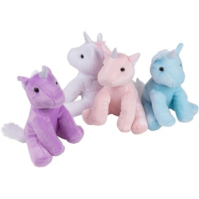 Blue Panda 4-Pack 7” Plush Unicorn Toy Stuffed Animal for Kids Birthday Baby Shower Gifts