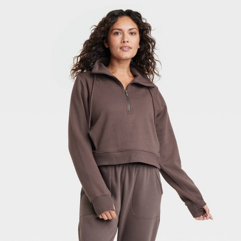 Women's Half Zip Fleece Pull Over - All in Motion™ Brown XS