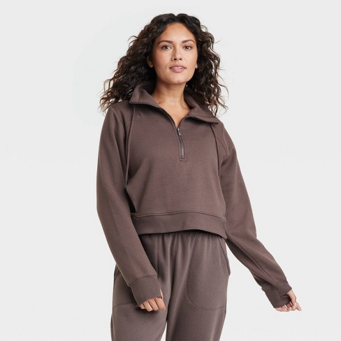 Women's Half Zip Fleece Pull Over - All In Motion™ Brown Xl : Target