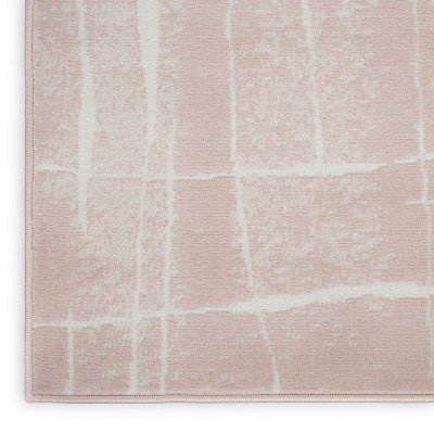 Whimsicle Pink Ivory 8' x 10' Abstract Synthetic Area Rug