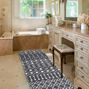 Acekool Washable Boho Area Rug, Low Pile, Non Slip, Foldable, Geometric Print for Entryway, Kitchen, Living Room, Blue Gray, Multi Sizes - 1 of 4