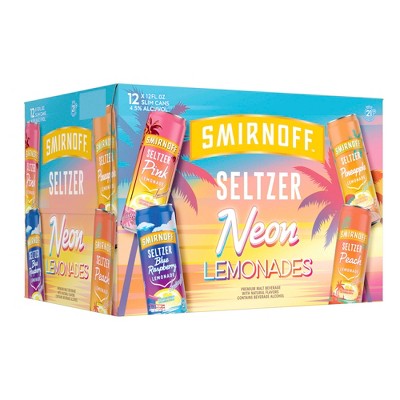 Smirnoff Spiked Sparkling Seltzer Neon Lemonade Variety - 12pk/12 fl oz Cans