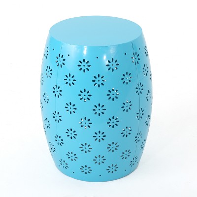 Soleil 15" Iron Side Table - Blue - Christopher Knight Home: Weather-Resistant, No Assembly, Patio Decor
