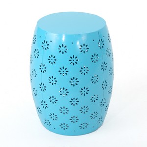 Soleil 15" Iron Side Table - Blue - Christopher Knight Home: Weather-Resistant, No Assembly, Patio Decor - 1 of 4