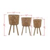 VisioGear 3PCS Round Bamboo Planter with Legs, Plant Pots for Living Room, Bedroom, Brown, 15"*15"*26" - 3 of 4