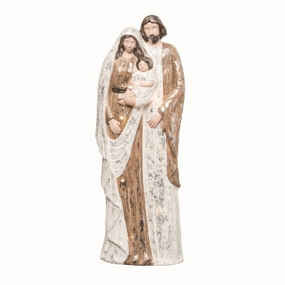 Transpac Resin Gold Christmas Light Up Holy Family Figurine