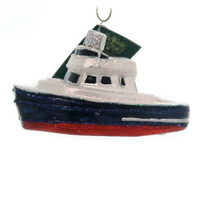 Old World Christmas 2.5" Charter Boat Ornament Excursion Fishing  -  Tree Ornaments