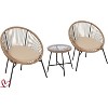 Jojoka 3-Piece Patio Bistro Set with Cushioned Acapulco Chairs & Glass Table, All-Weather Outdoor Conversation Set for Deck, Balcony, Backyard - 2 of 4
