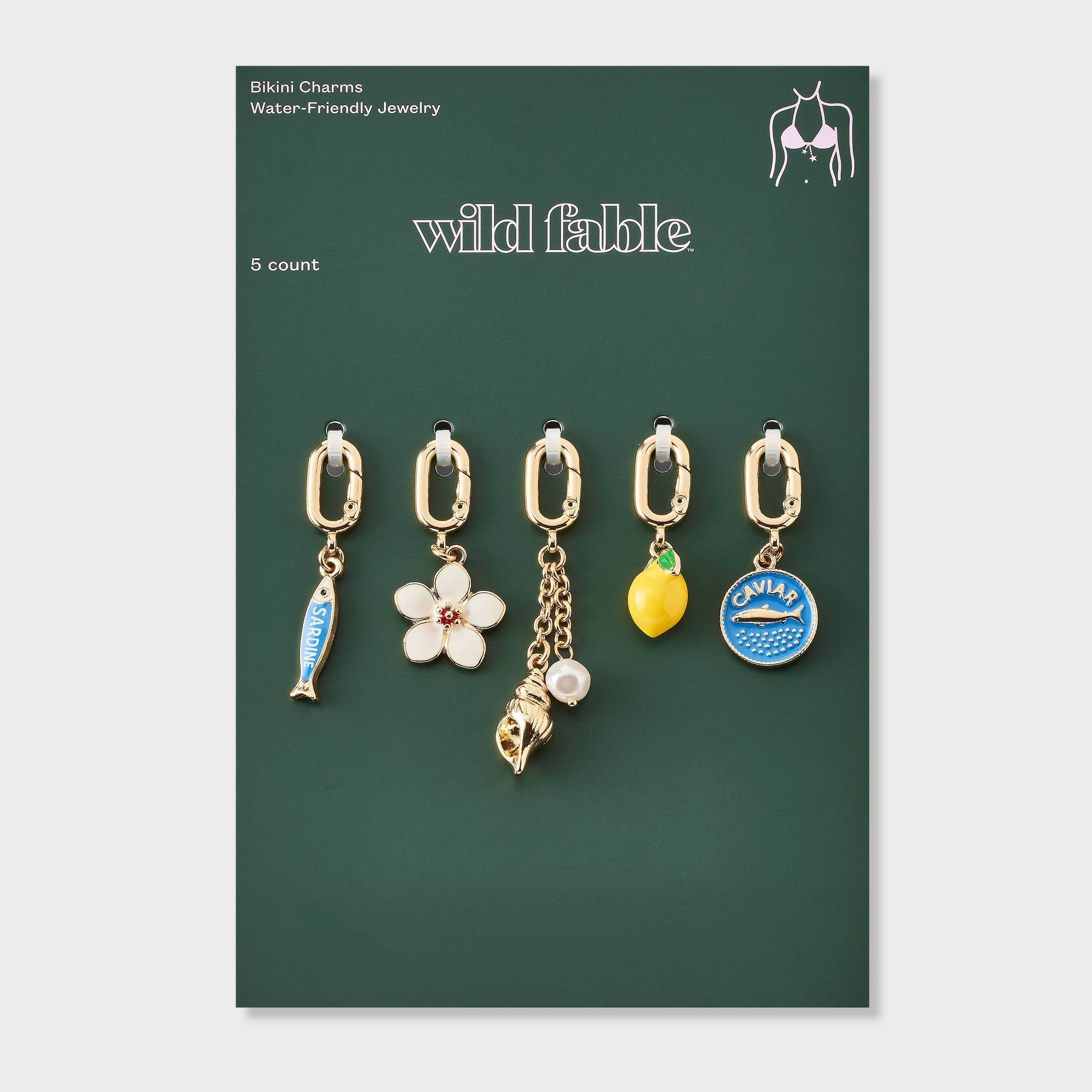 Women's Bikini Charm Collection 5pc Gold Charm Pack - Wild Fable™