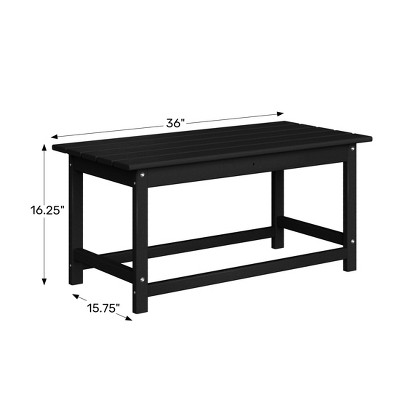 Gray Rectangular HDPE Outdoor Adirondack Coffee Table