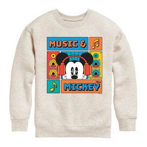 Boys' - Disney - Music And Mickey Graphic Long Sleeve Fleece Sweatshirt - 1 of 4