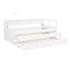 NicBex Twin XL Daybed Modern Wooden Bed Frame with 2 Trundles, 3 Compartments, Light and Ports for Bedroom, Living Room, No Box Spring Required, White - 3 of 4
