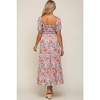 PinkBlush Blue Floral Smocked Square Neck Tiered Maternity Maxi Dress - 4 of 4