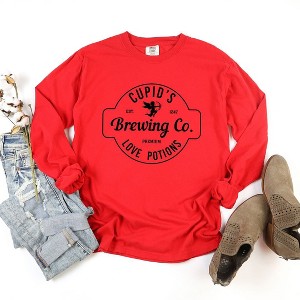 Simply Sage Market Women's Cupid's Brewing Co. Long Sleeve Garment Dyed Tee - 1 of 4