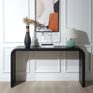 Okak 59IN Waterfall-Style Entryway Table with Wood Beads, Console Table with Minimalism Design, Accent Table for Hallway, Living Room, Black - 1 of 4